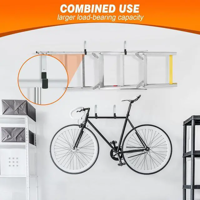 Alt view image 3 of 7 - TVKB Garage Hooks Heavy Duty Bike Hooks for Garage Set of 8 Tool Organizers and Storage Wall Mount Storage Tool Holder Hanger for Ladder Garden Hose Shed Shop