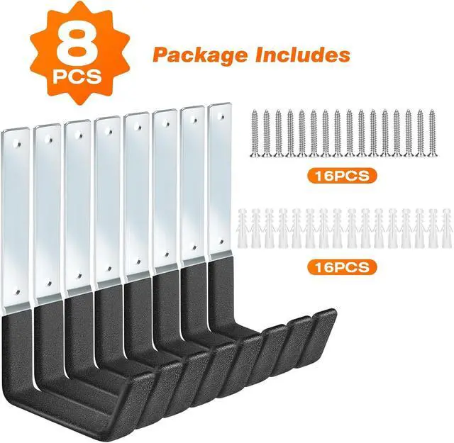 Alt view image 7 of 7 - TVKB Garage Hooks Heavy Duty Bike Hooks for Garage Set of 8 Tool Organizers and Storage Wall Mount Storage Tool Holder Hanger for Ladder Garden Hose Shed Shop