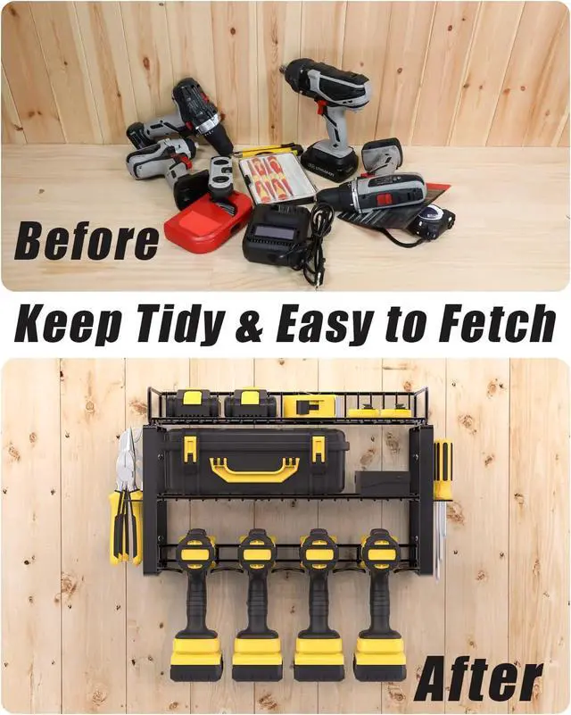 Alt view image 2 of 7 - Power Tool Organizer Holder - Wall Mount Style for Power Tool Drill as Heavy Duty Tool Shelf & Tool Rack with Compact Packed with Color Box, Great Gift for Man