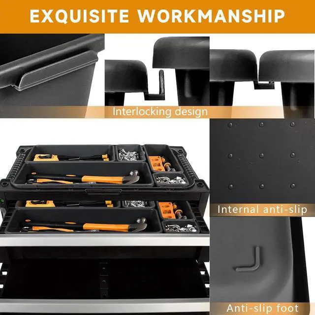 Alt view image 5 of 7 - Tool Box Organizer Tray, 60 PCS & 5 Sizes, Black