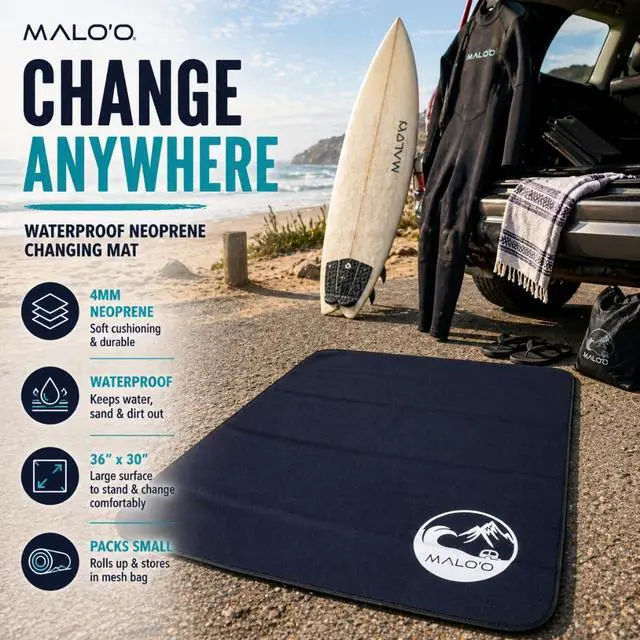 Alt view image 2 of 7 - Maloo Changing Mat 4mm Neoprene Waterproof Surf Changing Mat, 36 x 30 Portable Wetsuit Changing Pad with Mesh Storage Bag, Quick-Dry Outdoor Mat for Beach, Camping, Van Life & Travel