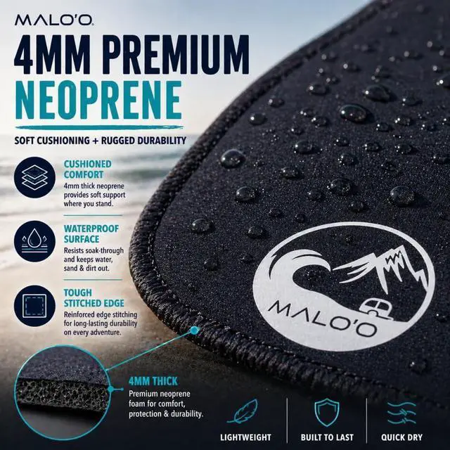 Alt view image 5 of 7 - Maloo Changing Mat 4mm Neoprene Waterproof Surf Changing Mat, 36 x 30 Portable Wetsuit Changing Pad with Mesh Storage Bag, Quick-Dry Outdoor Mat for Beach, Camping, Van Life & Travel