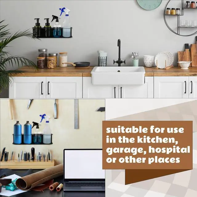 Alt view image 7 of 7 - Therwen 2 Pcs 4 Holes All Purpose Steel Spray Bottle Holder Heavy Duty Can Holder Rack Organizer Easy Install Wall Mount Paint Spray Bottle Organizer Storage Rack for Garage Home Workspace(Black)