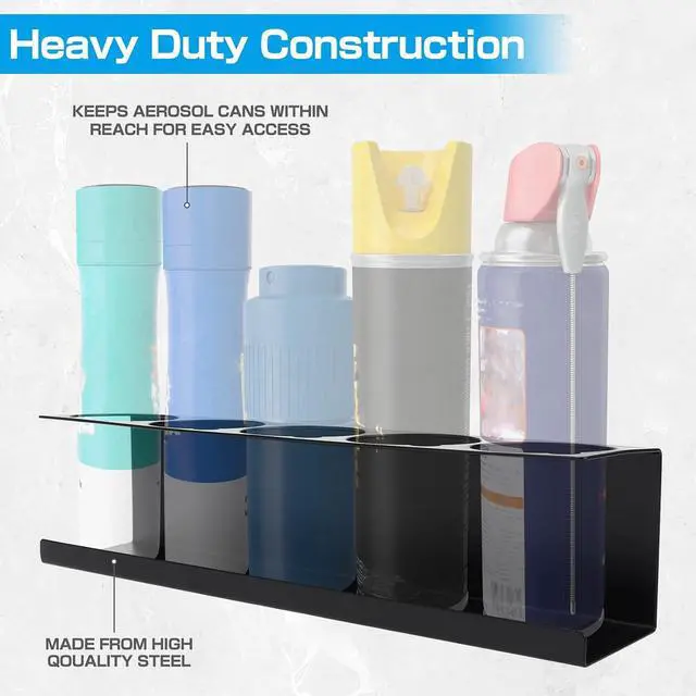 Alt view image 4 of 7 - RealPlus Aerosol Spray Can Holder Rack Organizer, 5 Can Spray Bottle Holder Heavy-Duty Steel Wall Mounted for Garage and Workspace, Pack of 3