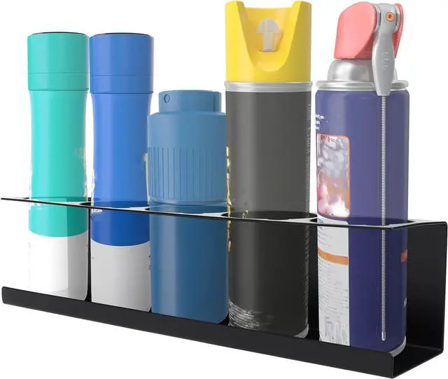 Alt view image 6 of 7 - RealPlus Aerosol Spray Can Holder Rack Organizer, 5 Can Spray Bottle Holder Heavy-Duty Steel Wall Mounted for Garage and Workspace, Pack of 3