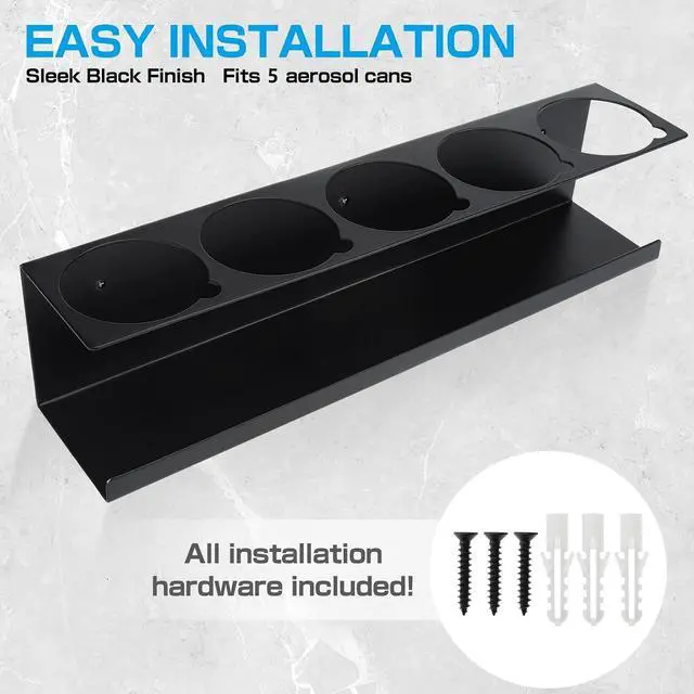 Alt view image 7 of 7 - RealPlus Aerosol Spray Can Holder Rack Organizer, 5 Can Spray Bottle Holder Heavy-Duty Steel Wall Mounted for Garage and Workspace, Pack of 3