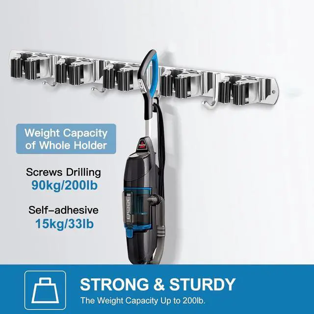 Alt view image 4 of 7 - IMILLET 2 Pack Broom Holder Wall Mount Stainless Steel Mop Organizer