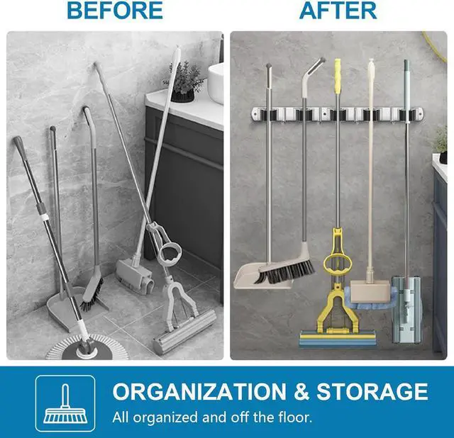 Alt view image 5 of 7 - IMILLET 2 Pack Broom Holder Wall Mount Stainless Steel Mop Organizer