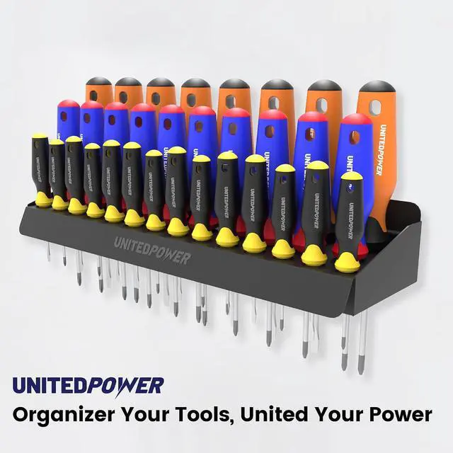 Alt view image 7 of 7 - UNITEDPOWER Screwdriver Holder, Wall Mount Storage Rack Organizer for Workshop, Shed, Garage, Home, Stores up to 32 Screwdrivers or Small Tools
