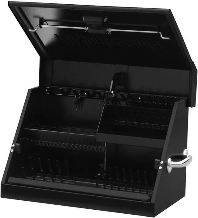 Main image of Montezuma SM200B 22.5-Inch Portable TRIANGLE Toolbox Heavy-Duty Steel Construction Metric and SAE Storage Chest Weather-Resistant Toolbox Lock and Latching System