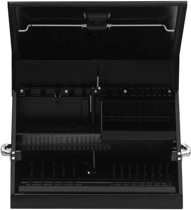 Alt view image 2 of 7 - Montezuma SM200B 22.5-Inch Portable TRIANGLE Toolbox Heavy-Duty Steel Construction Metric and SAE Storage Chest Weather-Resistant Toolbox Lock and Latching System