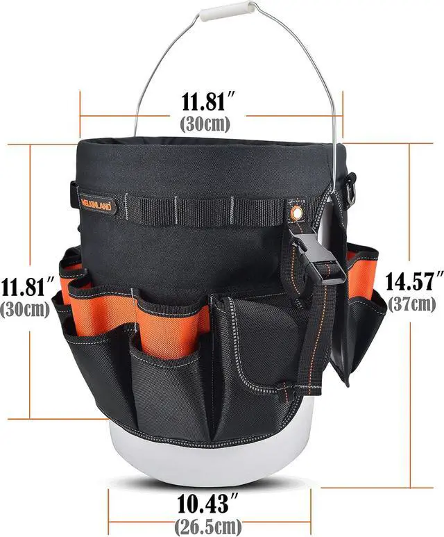Alt view image 6 of 7 - WELKINLAND 5 Gallon Bucket Tool Organizer, 47-Pocket 15L Bucket Tool Bag