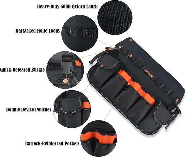 Alt view image 7 of 7 - WELKINLAND 5 Gallon Bucket Tool Organizer, 47-Pocket 15L Bucket Tool Bag