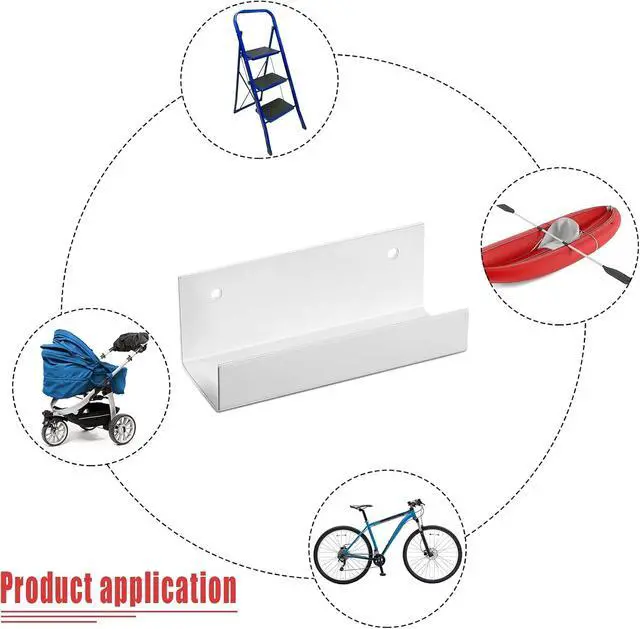 Alt view image 3 of 7 - Blulu 4 Pcs Wall Mount Ladder Wall Wheelbarrow Hanger, White