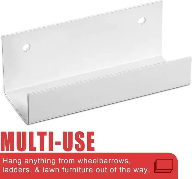 Alt view image 6 of 7 - Blulu 4 Pcs Wall Mount Ladder Wall Wheelbarrow Hanger, White