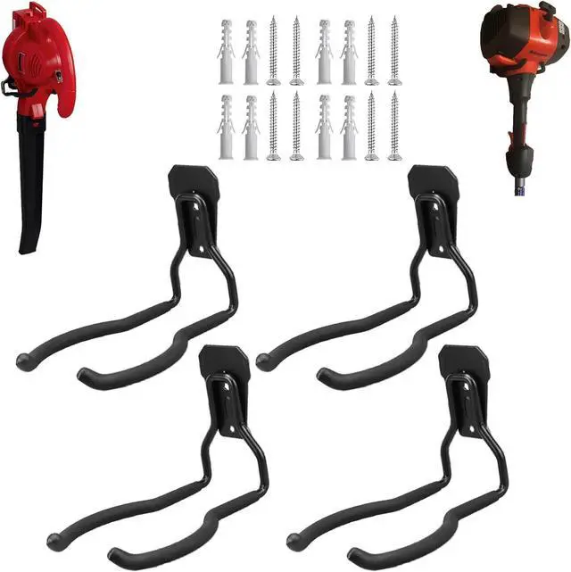 Main image of JuforminWeedeater Hanger, String Trimmer Hanger, Weed Eater Rack, Garage Wall Hooks, Power Tool Holder for Garage Wall, Utility Hooks for Garage Tool Organizers and Storage Black-4 Pcs