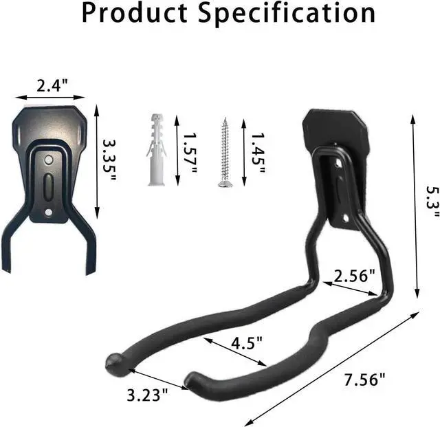 Alt view image 2 of 6 - JuforminWeedeater Hanger, String Trimmer Hanger, Weed Eater Rack, Garage Wall Hooks, Power Tool Holder for Garage Wall, Utility Hooks for Garage Tool Organizers and Storage Black-4 Pcs