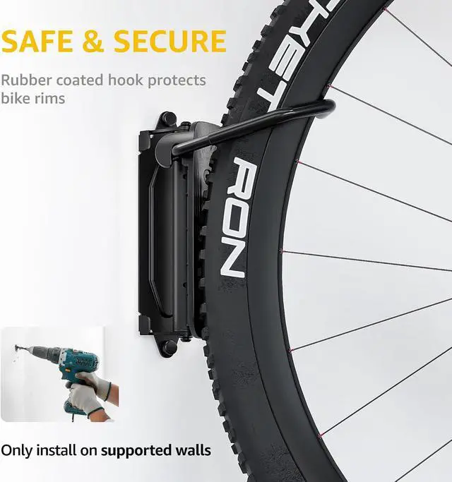 Alt view image 5 of 7 - monTEK Swivel Bike Wall Mount, Bike Hangers for Garage, 1 Pack