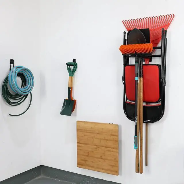 Alt view image 7 of 7 - Wallmaster Heavy Duty Garage Tires Hooks Wall Mounted Tool Hanger Organizer