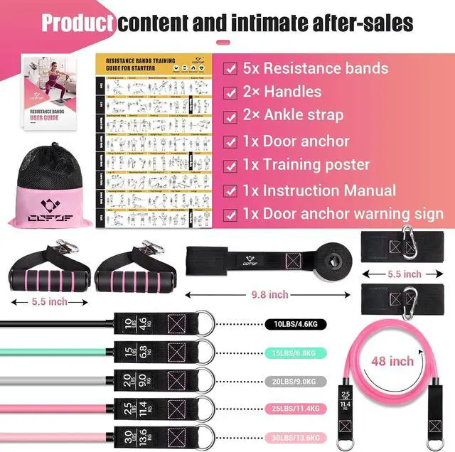 Alt view image 7 of 7 - Resistance Bands with Handles for Women, 5 Level Exercise Bands