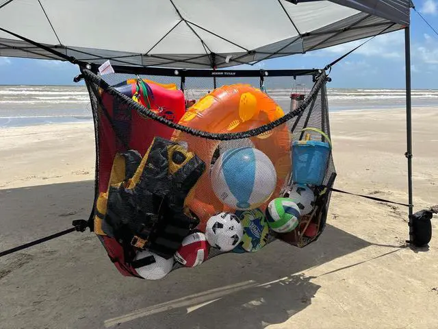 Alt view image 5 of 7 - Campsite & Pool Organizer, Extra-Large Outdoor Mesh Storage Bag