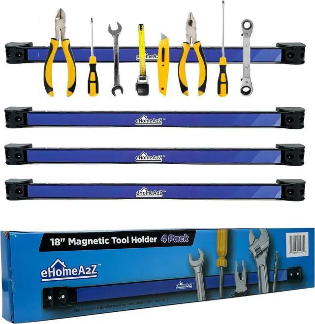 Main image of Magnetic Tool Holder (4 Pack) Heavy-Duty Rack, 18 Inch, Wall Mounted, Garage & Shop Organizer, Gifts for Men