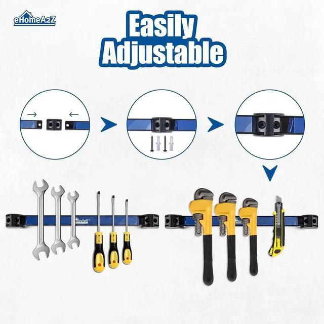 Alt view image 2 of 6 - Magnetic Tool Holder (4 Pack) Heavy-Duty Rack, 18 Inch, Wall Mounted, Garage & Shop Organizer, Gifts for Men