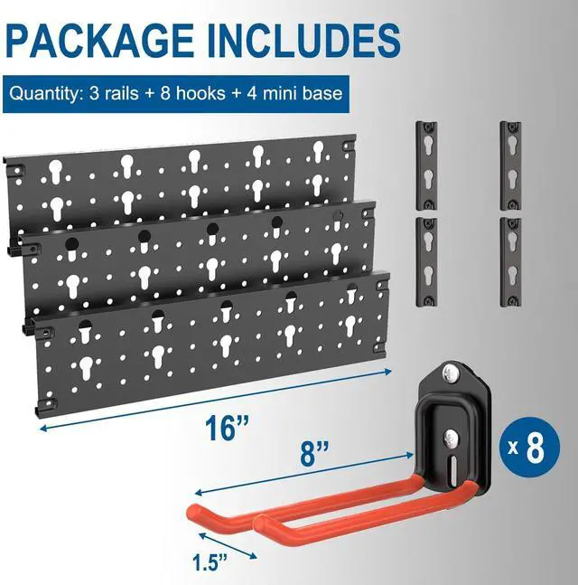 Alt view image 4 of 6 - Wallmaster Wall Mount Garage Tool Storage Rack Folding Chair Hangers