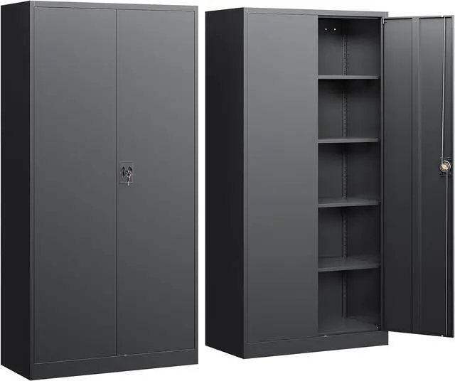 Main image of Yizosh Metal Garage Storage Cabinet with Lock, 71" Locking Tool Cabinet with 2 Doors and 4 Shelves, Tall Steel Cabinet for Garage, Heavy Duty File Cabinet for Office, School (Black)