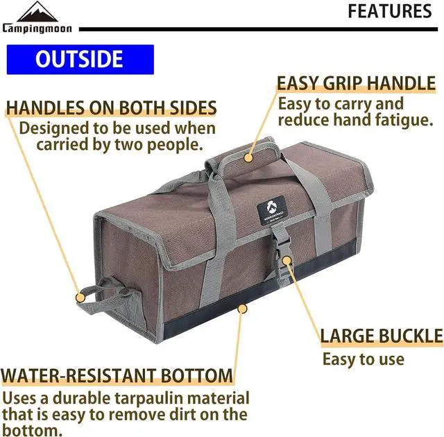 Alt view image 3 of 7 - CAMPINGMOON Bottom Waterproof Outdoor Camping Tent Stakes Hammer Multi-Container Storage Box Bag (Canvas, M Size(17.7-inch Length, B-155C))