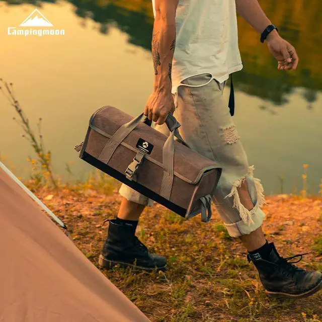 Alt view image 5 of 7 - CAMPINGMOON Bottom Waterproof Outdoor Camping Tent Stakes Hammer Multi-Container Storage Box Bag (Canvas, M Size(17.7-inch Length, B-155C))