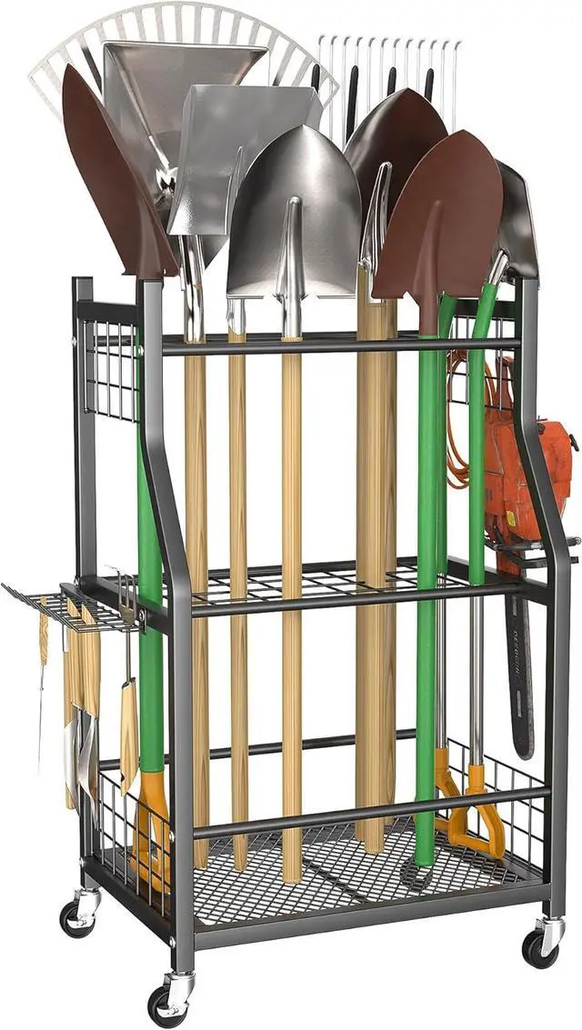 Main image of WALMANN Garden Tool Organizer with Wheels, Rakes/Shovels/Yard Tools Stand