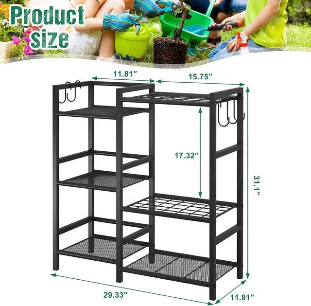 Alt view image 4 of 7 - keomaisyto Garden Tool Organizer with Large Hooks, Garage Storage Rack