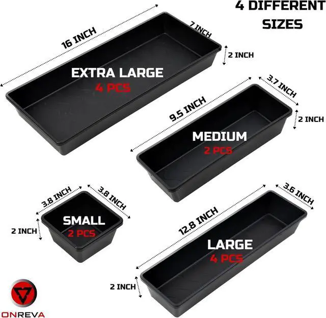 Alt view image 2 of 7 - ONREVA Tool Box Organizer Tray Divider Set, Extra Large Toolbox Trays, Tool Box Organizers and Storage Kit, Rolling Tool Chest Drawer Bins, Hardware Screwdrivers Pliers Organization, 12pcs