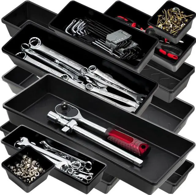 Main image of ONREVA Tool Box Organizer Tray Divider Set, Extra Large Toolbox Trays, Tool Box Organizers and Storage Kit, Rolling Tool Chest Drawer Bins, Hardware Screwdrivers Pliers Organization, 12pcs