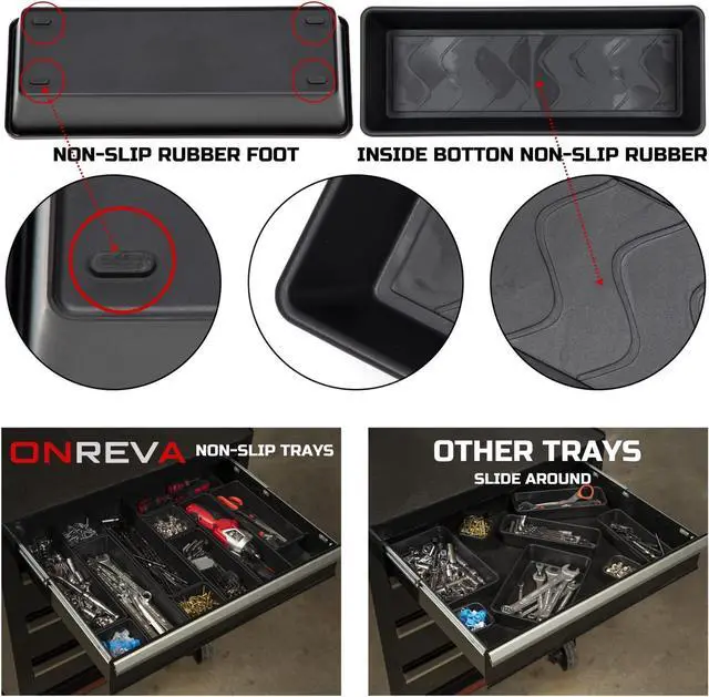 Alt view image 3 of 7 - ONREVA Tool Box Organizer Tray Divider Set, Extra Large Toolbox Trays, Tool Box Organizers and Storage Kit, Rolling Tool Chest Drawer Bins, Hardware Screwdrivers Pliers Organization, 12pcs