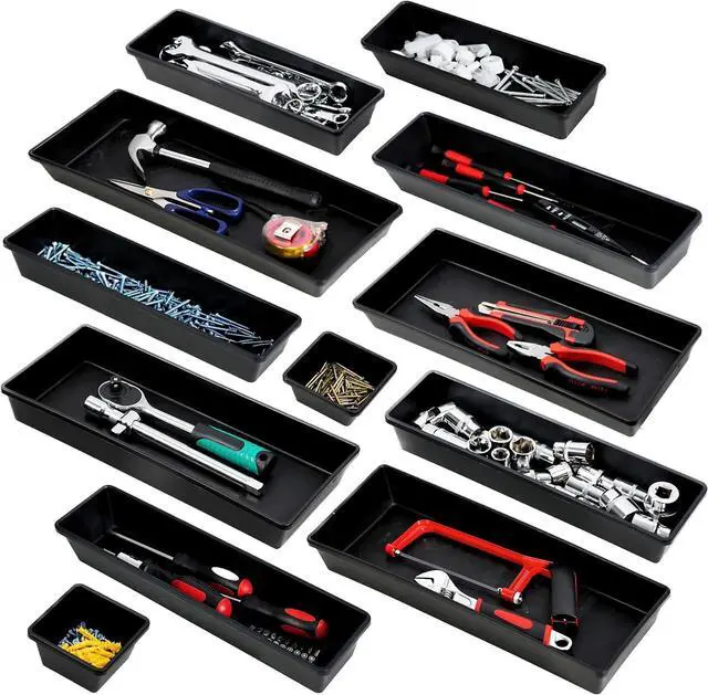 Alt view image 4 of 7 - ONREVA Tool Box Organizer Tray Divider Set, Extra Large Toolbox Trays, Tool Box Organizers and Storage Kit, Rolling Tool Chest Drawer Bins, Hardware Screwdrivers Pliers Organization, 12pcs