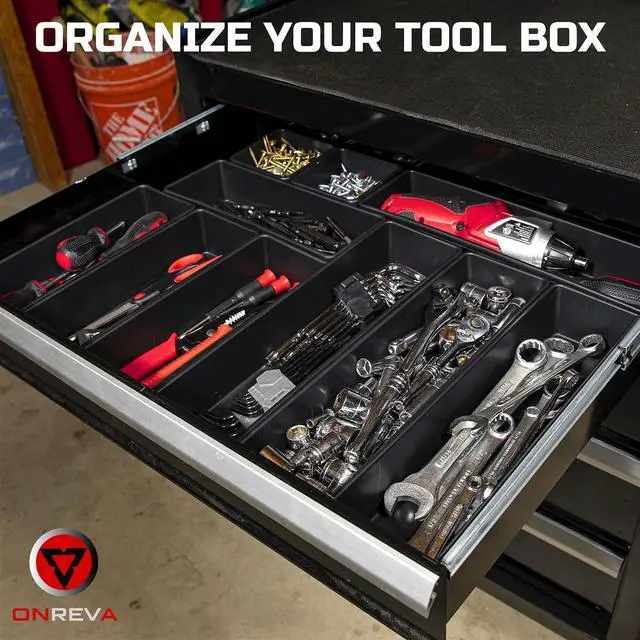 Alt view image 5 of 7 - ONREVA Tool Box Organizer Tray Divider Set, Extra Large Toolbox Trays, Tool Box Organizers and Storage Kit, Rolling Tool Chest Drawer Bins, Hardware Screwdrivers Pliers Organization, 12pcs