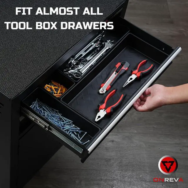 Alt view image 7 of 7 - ONREVA Tool Box Organizer Tray Divider Set, Extra Large Toolbox Trays, Tool Box Organizers and Storage Kit, Rolling Tool Chest Drawer Bins, Hardware Screwdrivers Pliers Organization, 12pcs