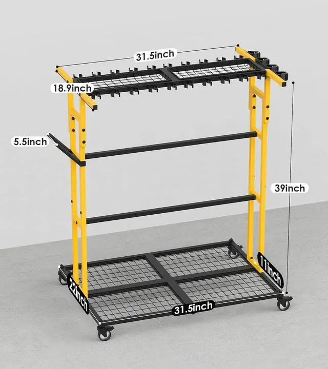 Alt view image 7 of 7 - CCCEI Garage Organization with Wheels, Outdoor Gargen Yard Shed Tools Organizer Cart, Home Storage for Cleaning Supplies Organizer, Broom Holder, for Shovel and Rake, Long Farming and Farming Tools.