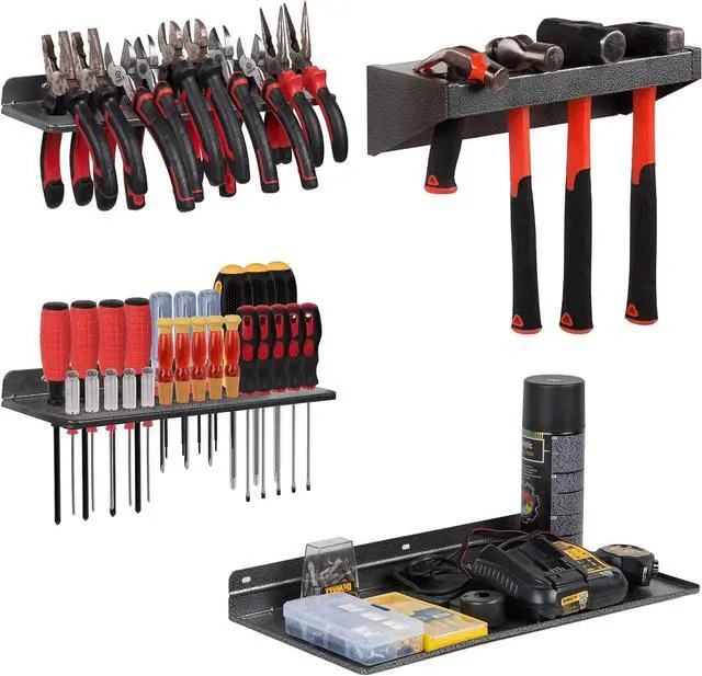 Main image of AHOWPD Screwdriver Organizer, Metal Plier Organizer Hammer Rack Screwdriver Holder Hand Tool Organizer and Storage Rack Wall Mount for Garage Workshop Workbench - 4 Pack