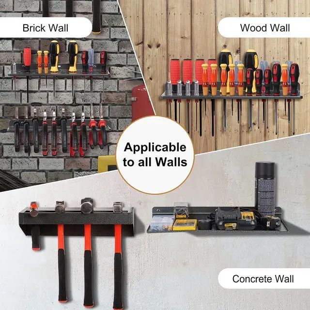 Alt view image 4 of 6 - AHOWPD Screwdriver Organizer, Metal Plier Organizer Hammer Rack Screwdriver Holder Hand Tool Organizer and Storage Rack Wall Mount for Garage Workshop Workbench - 4 Pack