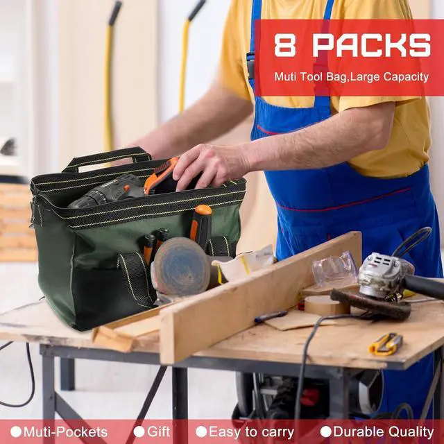 Alt view image 7 of 7 - Silkfly 16 Inch 8 Pcs Tool Bags for Men,Waterproof Tools Organizer Bag