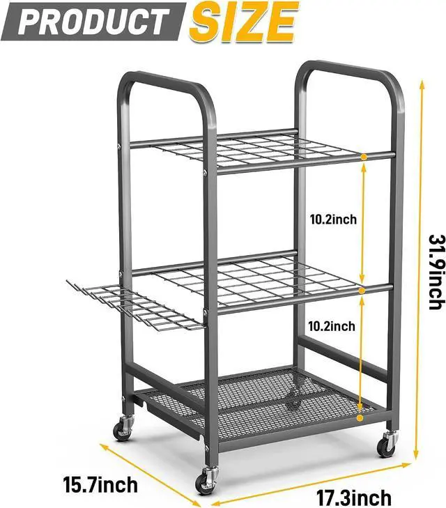 Alt view image 2 of 7 - Ultrawall Garden Tool Organizer Stand, Yard Tool Storage Rack with Wheels