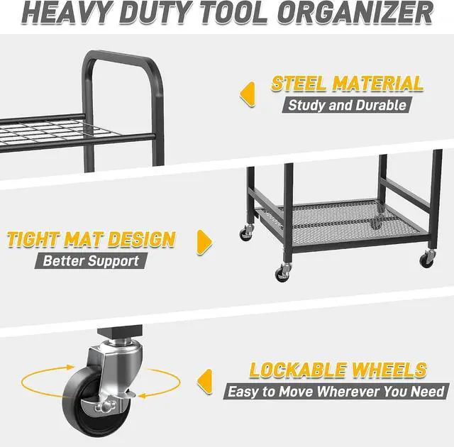 Alt view image 4 of 7 - Ultrawall Garden Tool Organizer Stand, Yard Tool Storage Rack with Wheels