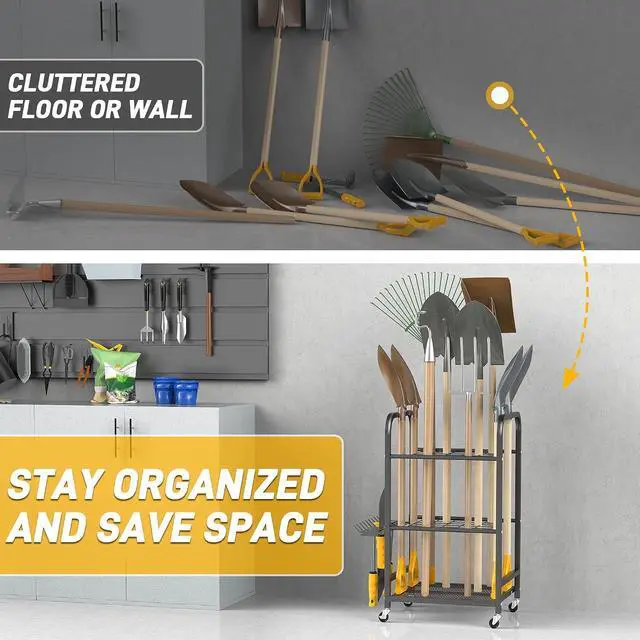 Alt view image 6 of 7 - Ultrawall Garden Tool Organizer Stand, Yard Tool Storage Rack with Wheels
