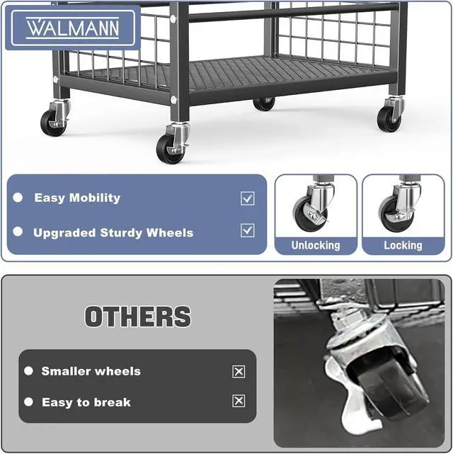 Alt view image 5 of 7 - WALMANN Garden Tool Organizer with Wheels, Rakes/Shovels/Yard Tools Stand