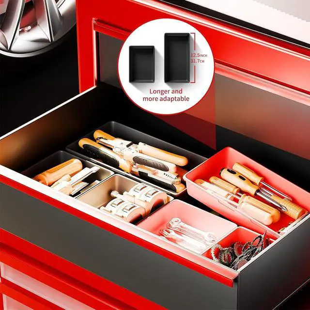 Alt view image 5 of 7 - 69 PCS & 5 Sizes Tool Box Organizer Trays, Black and Red