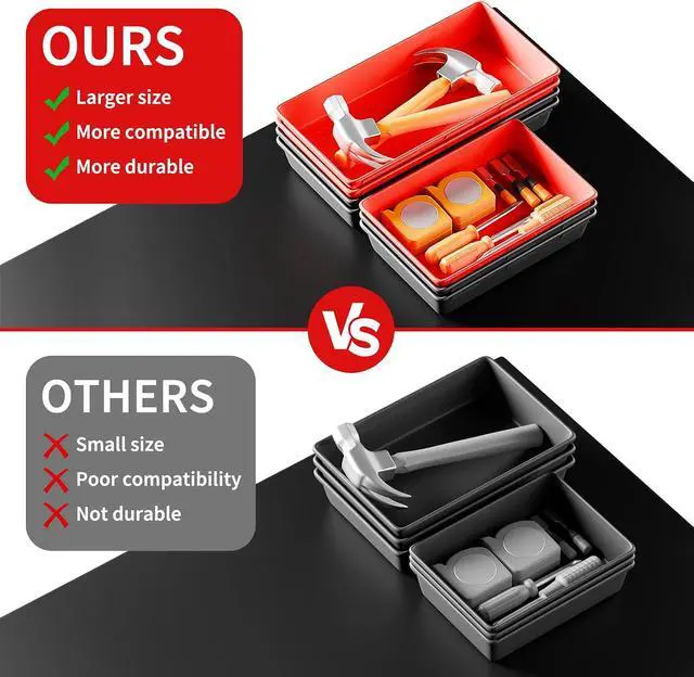 Alt view image 7 of 7 - 69 PCS & 5 Sizes Tool Box Organizer Trays, Black and Red