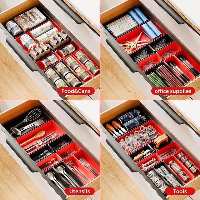 Alt view image 6 of 7 - 69 PCS & 5 Sizes Tool Box Organizer Trays, Black and Red